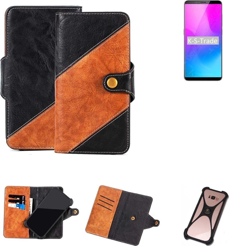 K-S-Trade Handyhülle Schutzhülle Bookstyle Case Wallet-Case kompatibel mit nubia Z18 mini Handy Cover Bumper Klapphülle schwarz hellbraun 1x