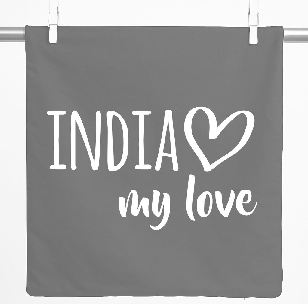 Huuraa Kissenbezug India my love 40x40cm Steel Grey Baumwolle Dekokissenbezug Geschenkidee