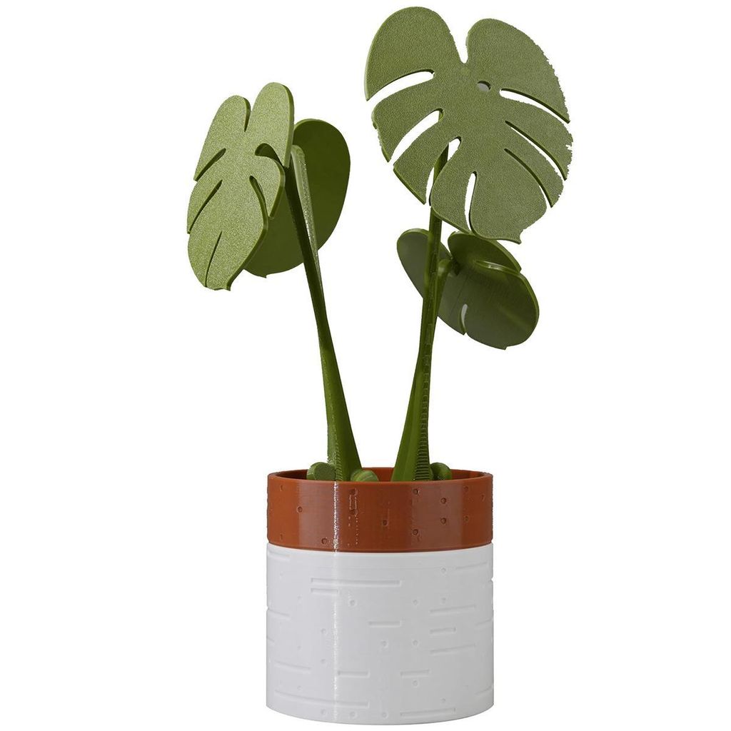 Monstera-Untersetzer-Set ,3D-gedruckt, wasser- und hitzebeständig, wiederverwendbar, für Schreibtisch und Büro geeignet (braune Basis)