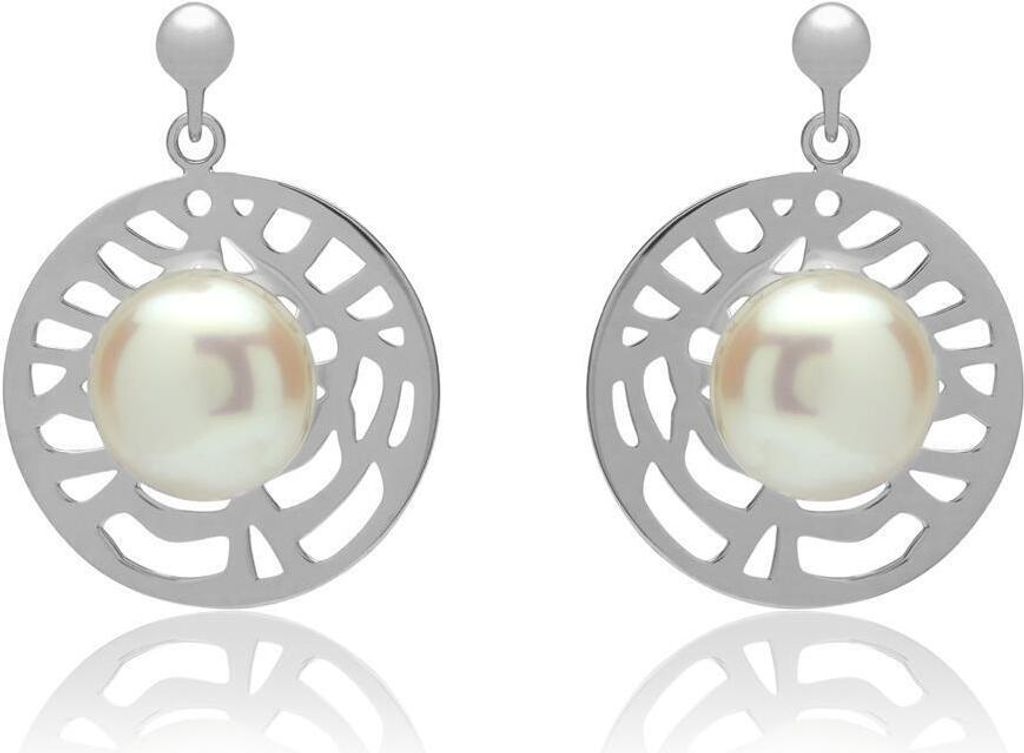Ohrschmuck mit Perlenbesatz rhodiniertes Silber SE0744 Produktbild 