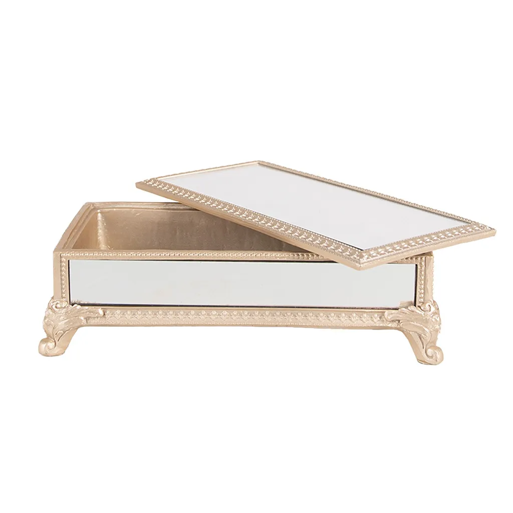 Coffret à bijoux rectangulaire beige Clayre & Eef en résine décorative - 3