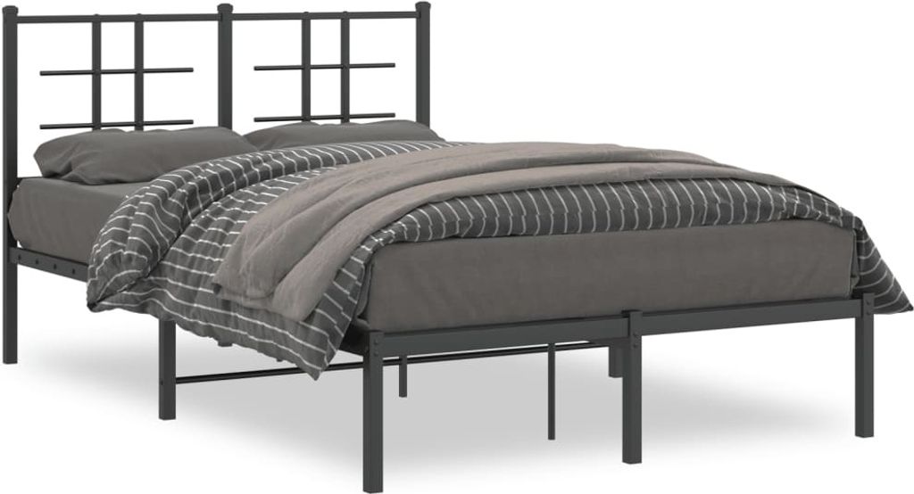 vidaXL Bettgestell mit Kopfteil Metall Schwarz 120x190 cm