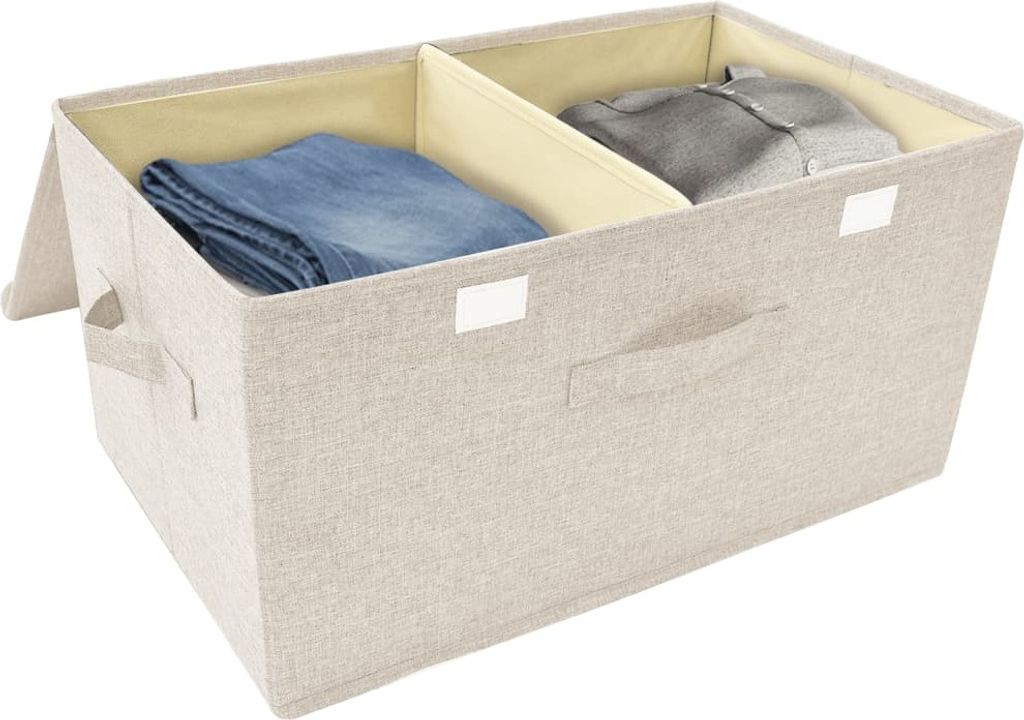 vidaXL Úložné boxy 2 ks látka 50x30x25 cm krémová Obrázok produktu 6