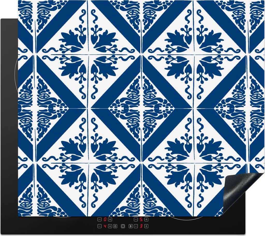 KitchenYeah Herdabdeckplatte Fliese - Portugal - Muster , 59x52cm, Küche Deko, Glaskeramikfeld Herdabdeckung, Abdeckplatte fùr Kochfeld