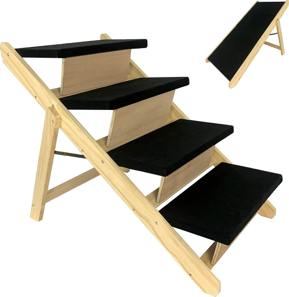 Escalier Animaux Bois 4 Niveaux Pliable Antidérapant pour Intérieur