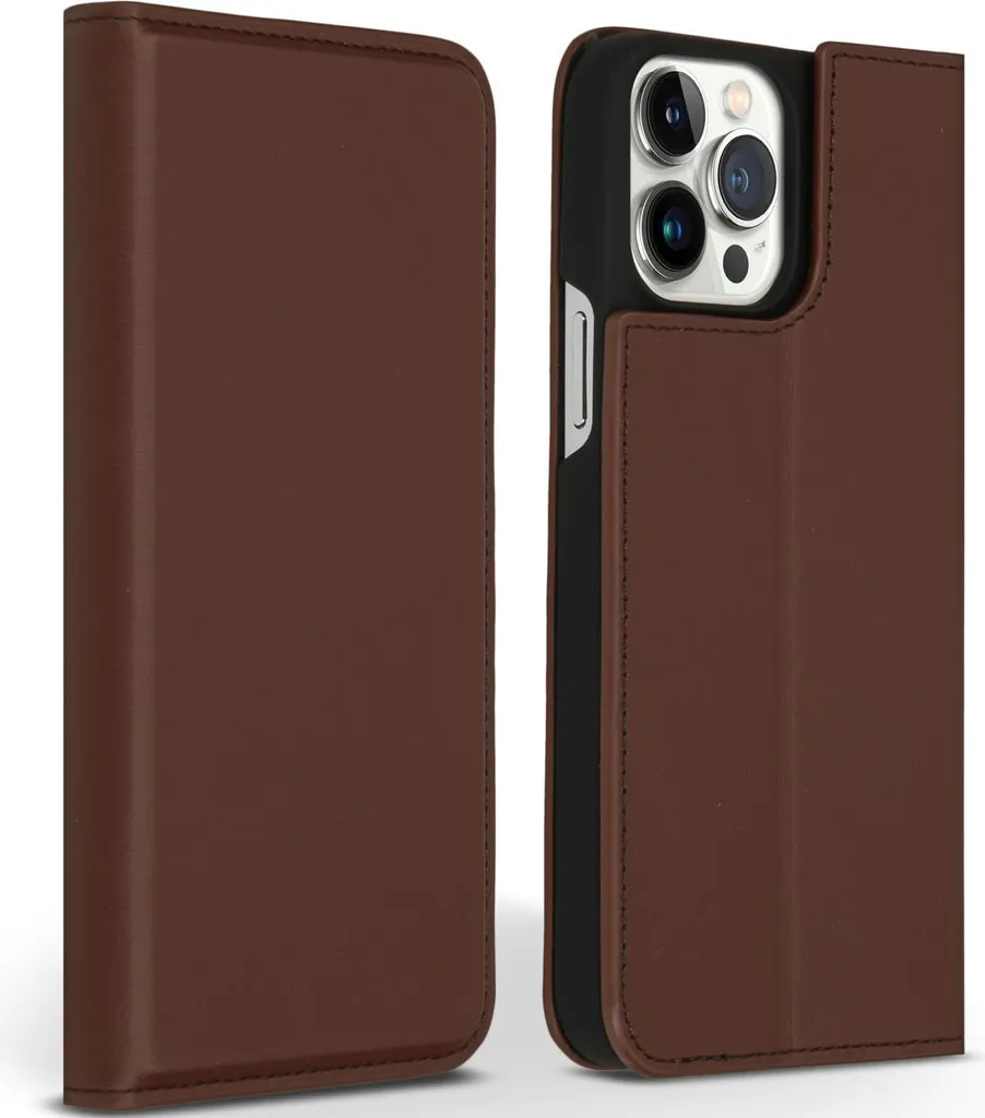 Cover a Libro Accezz iPhone 13 Pro Max in Pelle Premium Slim Marrone
