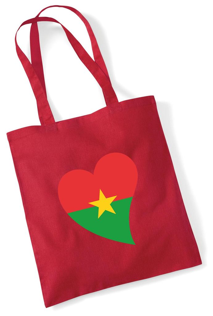 Huuraa Jutebeutel Burkina Faso Flagge Herz 10 Liter Classic Red Baumwolle Tasche Geschenkidee