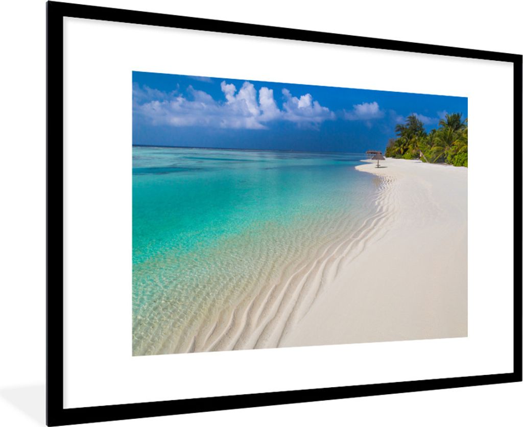 MuchoWow Gerahmtes Poster Meer - Strand - Sommer 90x60 cm - Poster mit Schwarzem Bilderrahmen Wandposter Rahmen Foto Bilder - Wanddekoration - Fotos