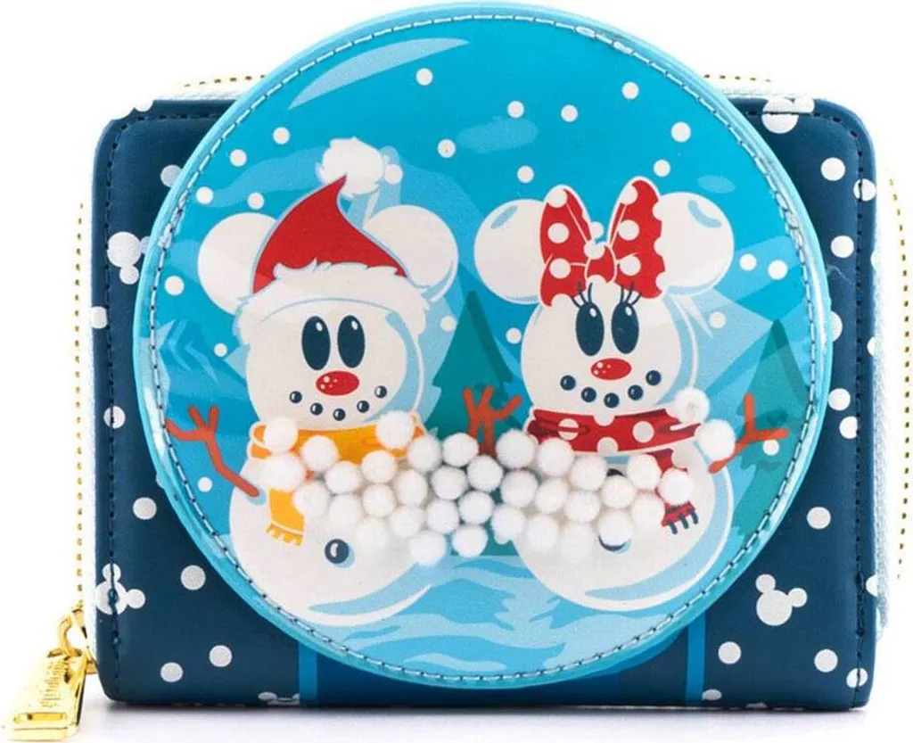 Portefeuille zippé Disney Mickey et Minnie sous la neige