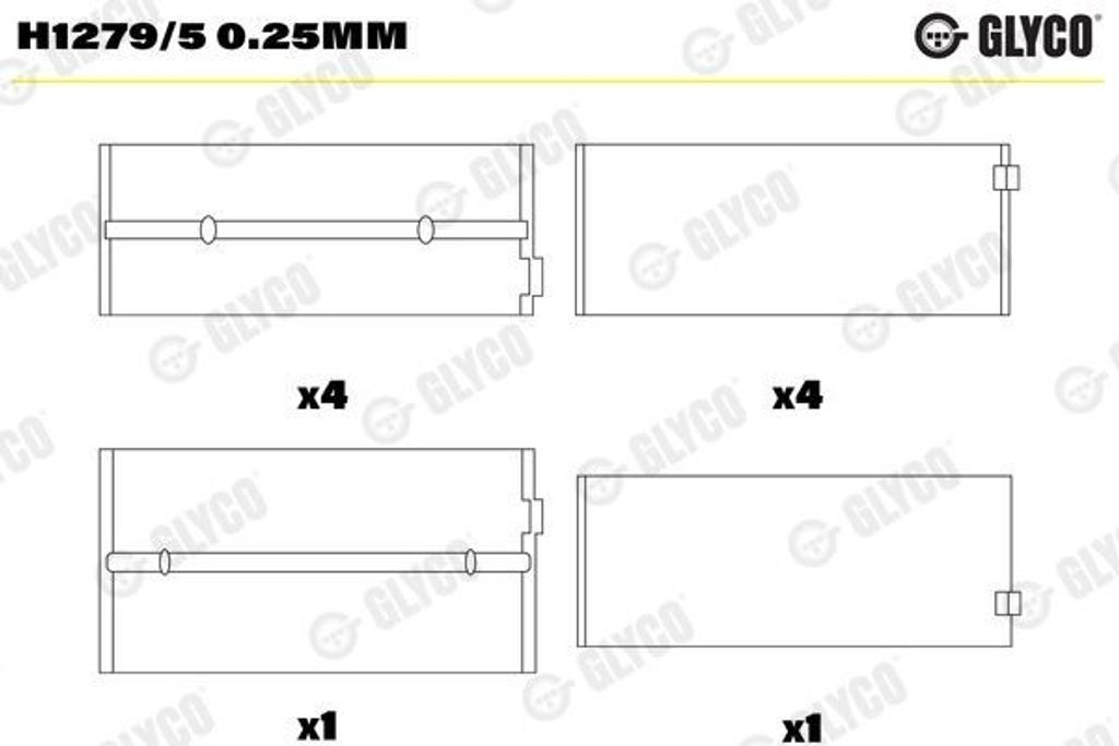 GLYCO Kurbelwellenlager Hauptlager H1279/5 0.25mm für LAND ROVER Defender SUV (L316)