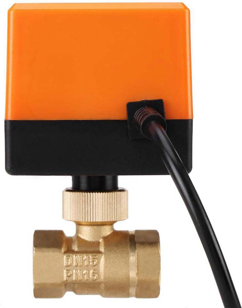 Elektrischer motorisierter Kugelhahn aus Messing, 2-Wege, 3-adrig, 1,6 MPa, Gewinde DN15, Wechselstrom 220 V