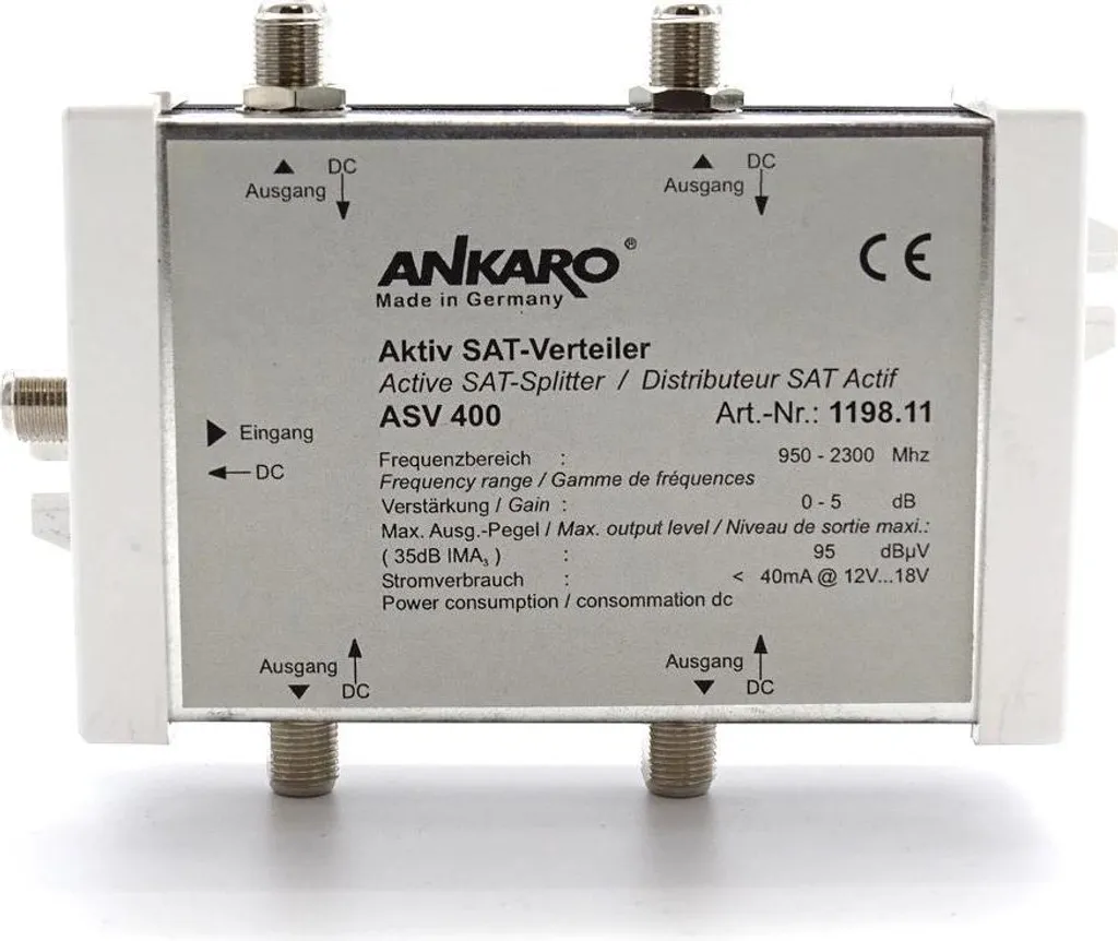 Splitter SAT ANKARO ASV400 AKT 1x4 avec Passage de Courant Continu DC