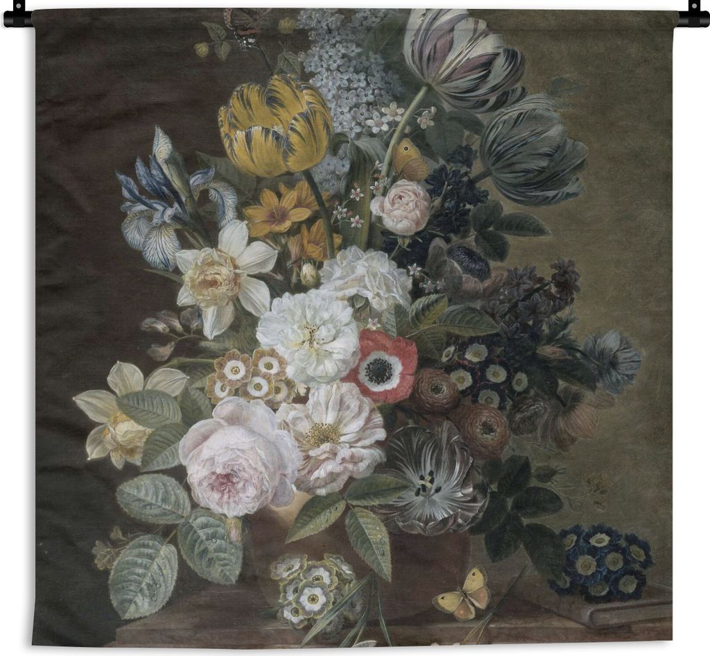 MuchoWow Wandteppich Wandbehang Stilleben mit Blumen - Gemälde von Eelke Jelles Eelkema 150x150 cm Tapisserie Dekoration Wandtuch - Wohnaccessoi...