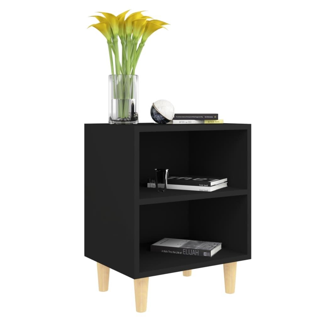 "2026 Aktion"2er Set Nachttische mit Massivholz-Beinen - Bettschrank/Nachtschrank für Schlafzimmer - Schwarz 40x30x50 cm DEMöbel 3007658