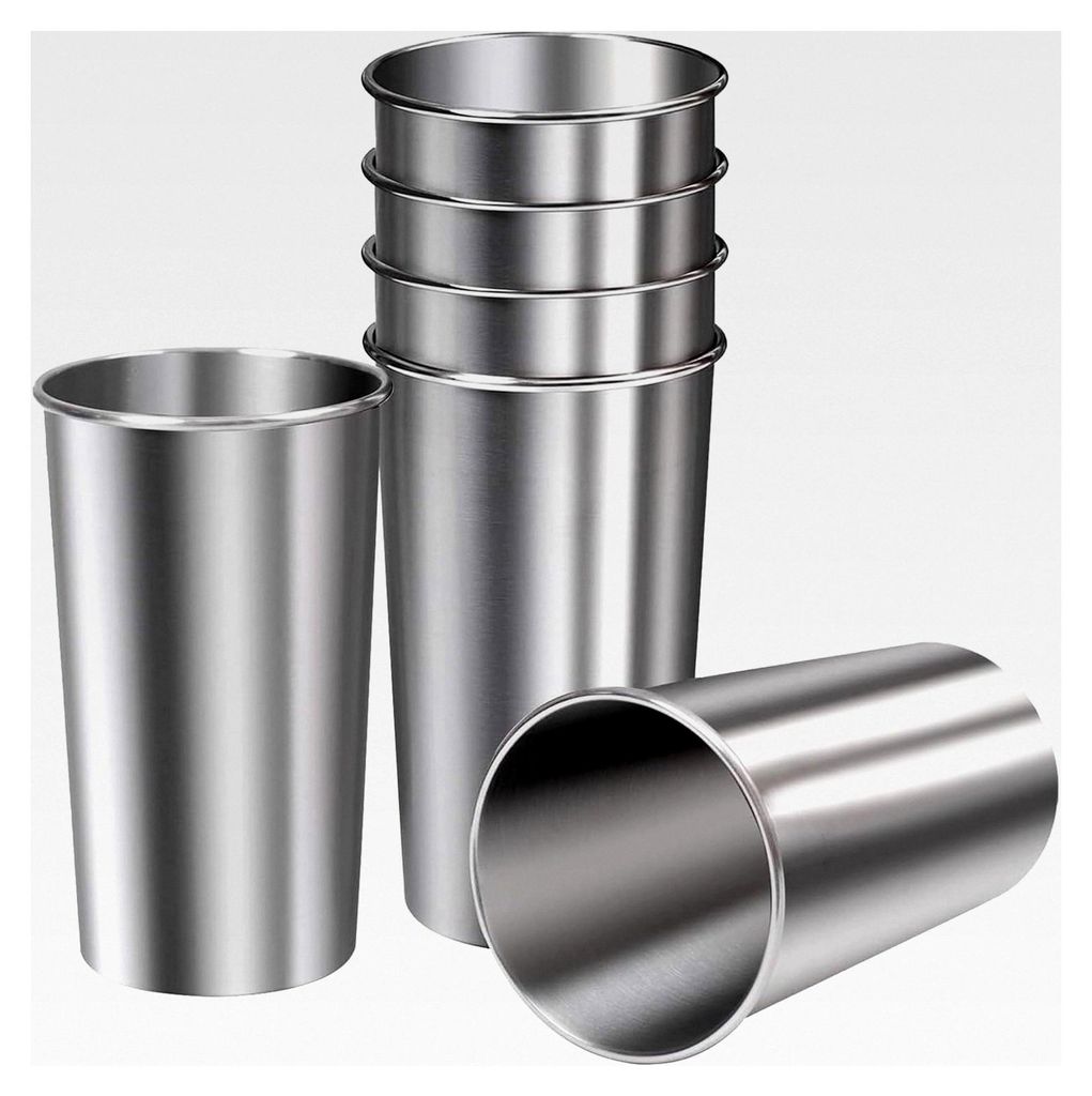 Edelstahlbecher, Wasserbecher, unzerbrechlich stapelbar, 600 ml wiederverwendbare Metallgläser, 6 Stück für Kinder, Erwachsene, Kaffee, Wein, Hy...