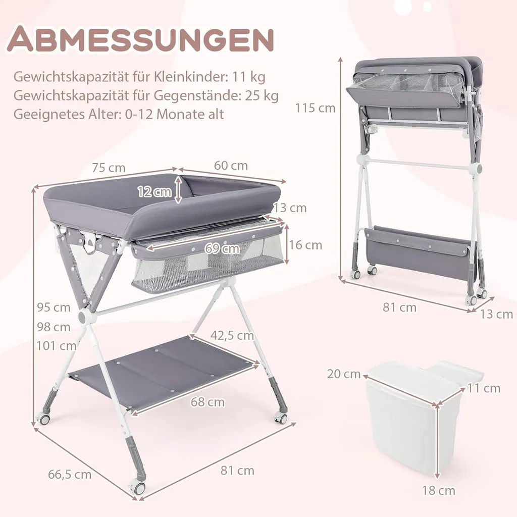 Table à langer pliable grise 11kg : la solution pour petits espaces - 2