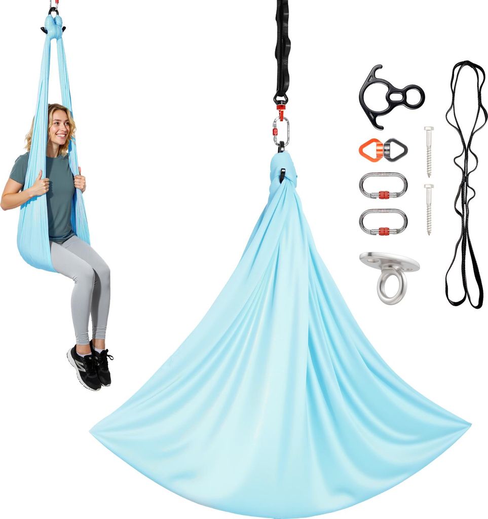 VEVOR Aerial Yoga Hängematte, max. Tragkraft 136,07 kg, Yoga-Schaukel mit Nylongewebe & Daisy Rope & PE-Reißverschlusstasche, Gymnastikschaukeln ...