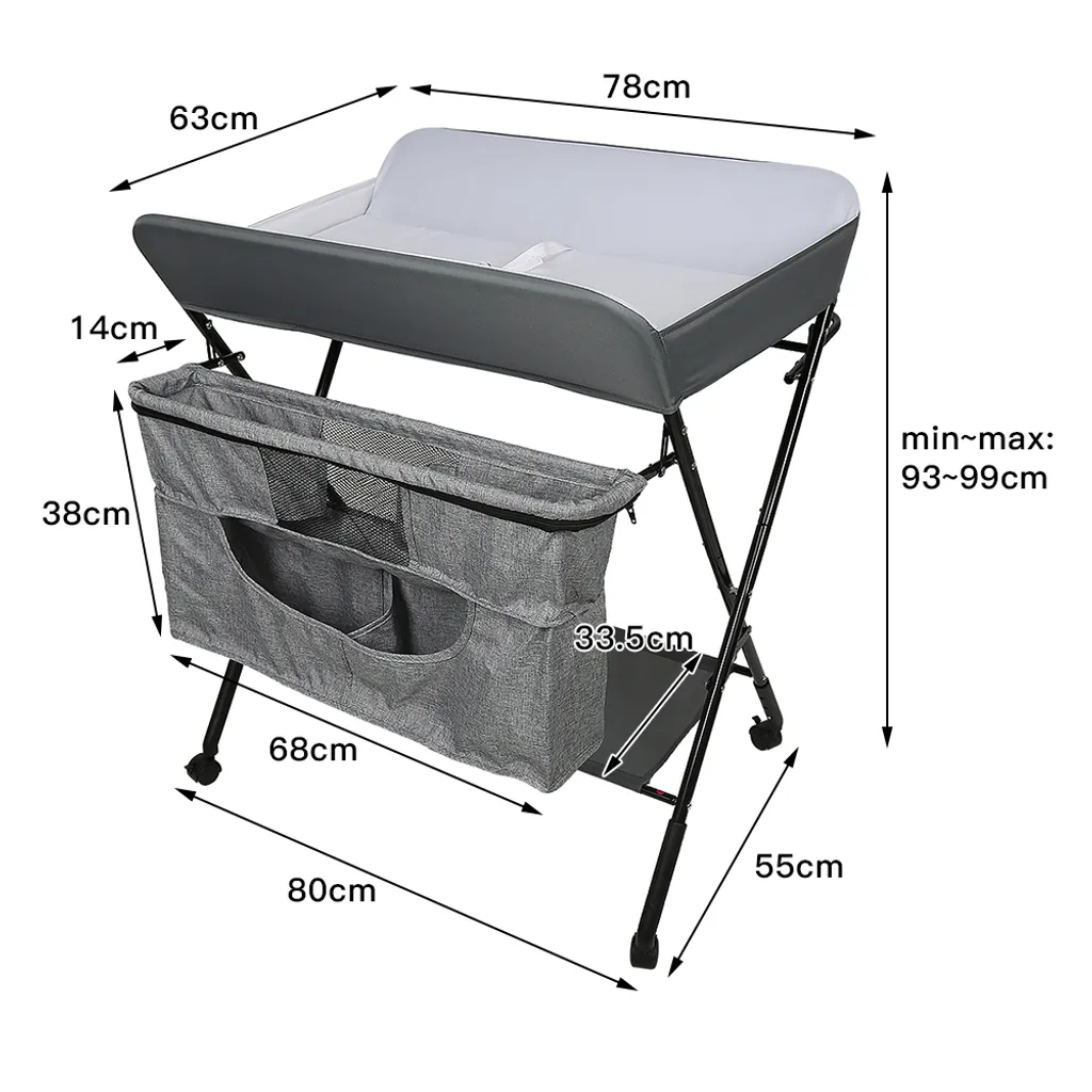 Table à langer gain de place pliable pour petits appartements - Gris 85cm - 4