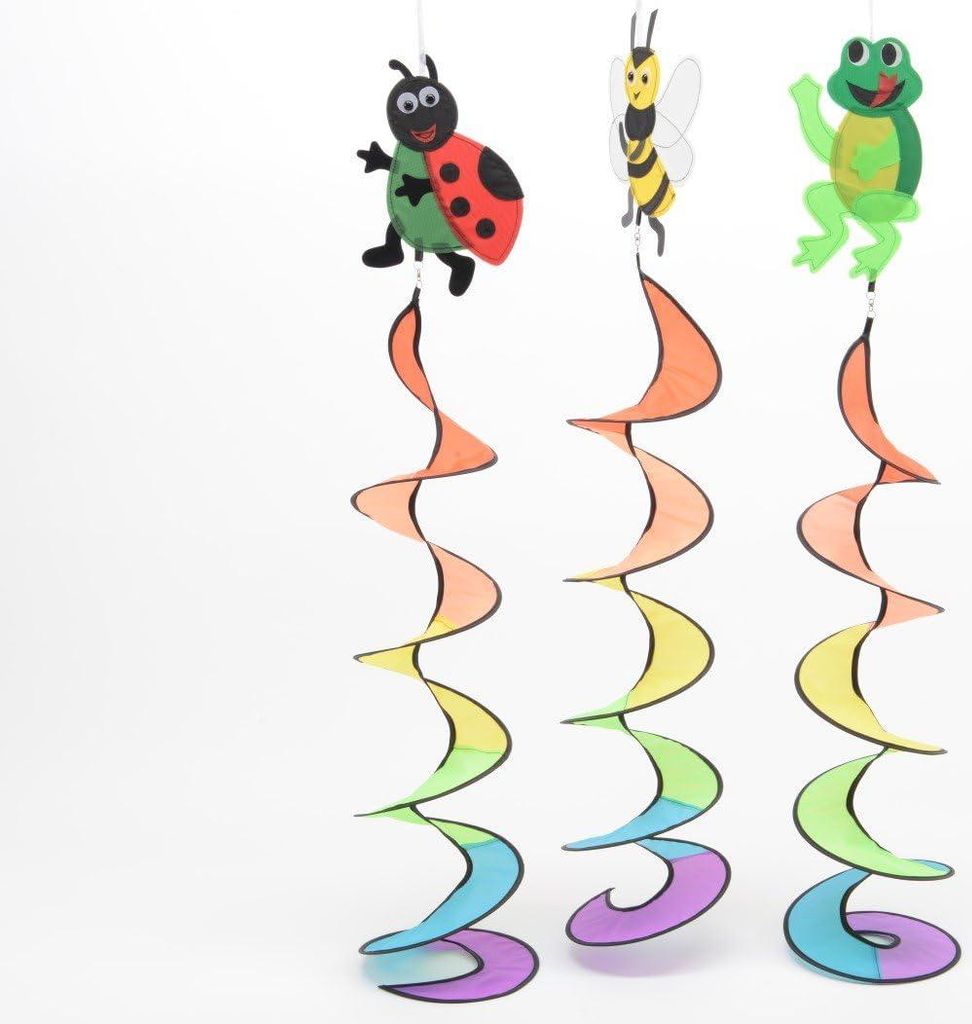 Windspiel Polyester Frosch/Biene/Marienkäfer L.110 cm Produktbild 