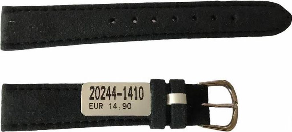 Amaretta Schwarzes Nubuk Lederarmband für Damenuhren 14mm