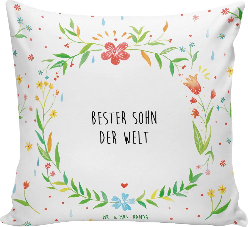 Mr. & Mrs. Panda kuschelkissen 40x40 Sohn - Weiß - Geschenk, kissen für sofa, Polster, Sohnemann, Söhnchen, Deko, Vater, Dankeschön, Bube