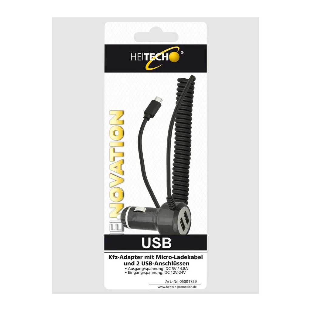 Caricatore Auto HEITECH 3-in-1: Cavo Micro USB + 2 Porte USB Offerta