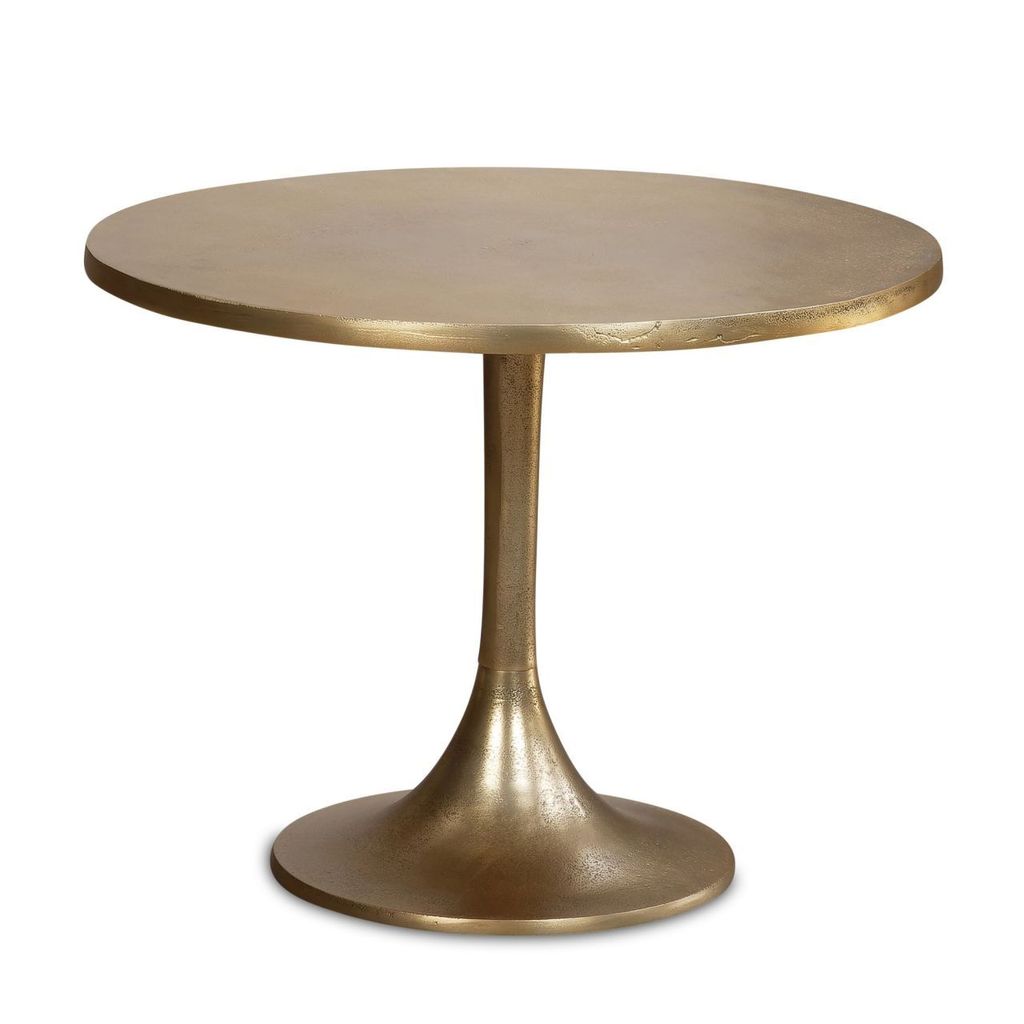 Couchtisch Metall Gold 60x60x46,5 cm Sofatisch Aluminium, Design Wohnzimmertisch Rund, Kleiner Kaffeetisch Modern, Beistelltisch Anstelltisch Wohnz...