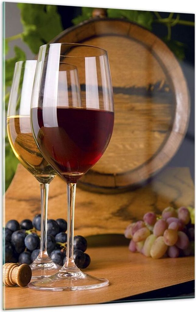 Bilder auf glas - Einteilig - Alkohol Fass trinken Flasche - 50x70cm - Glasbilder - Wandbilder - Bilder - Wanddekoration aus Glas - Glas Bilder - W...