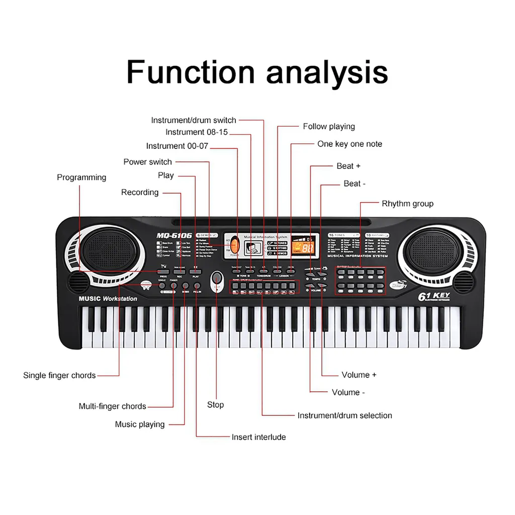 Clavier numérique 61 touches avec micro pour enfant éveil musical - 7