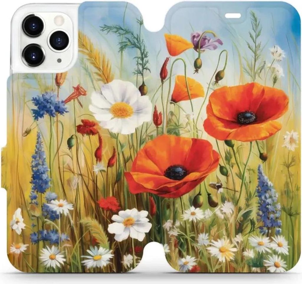 Handyhülle mit klappe für iPhone 11 Pro, Mobiwear Book, Wiesenblumen