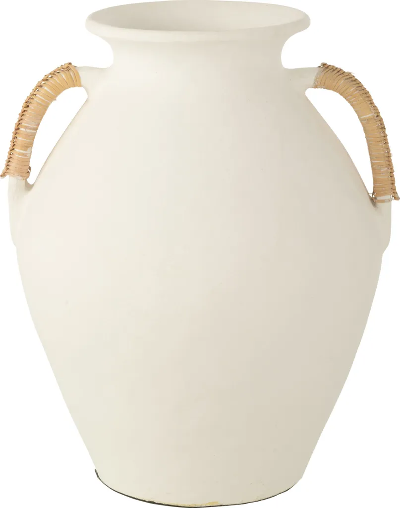 Vase Déco Salon Leo J-Line - Idée Cadeau Maison Terracotta Blanc