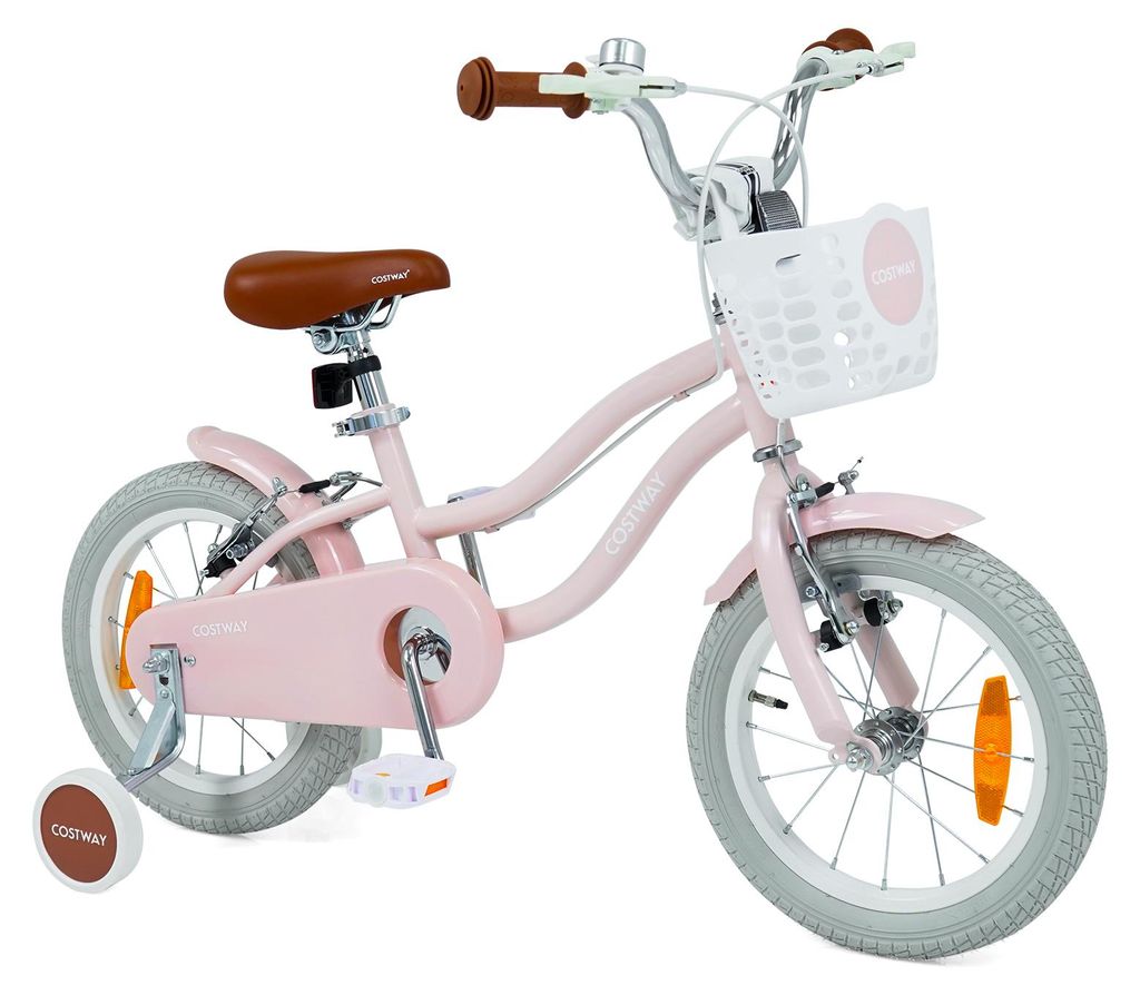 COSTWAY Kinderfahrrad mit Korb, Klingel, Doppelbremsen, Produktbild 