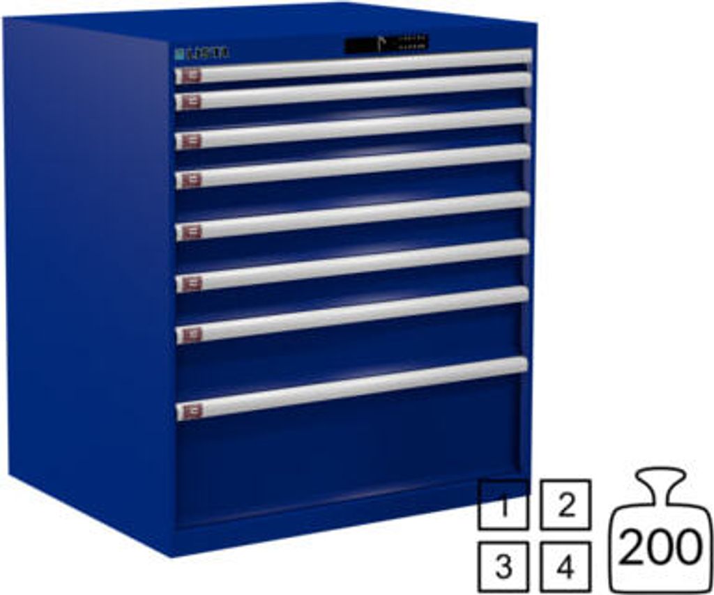 Lista Schubladenschrank - 78.701.040 - 1.000x870x725 mm (HxBxT) - 8 Schubladen - 200 kg - Code Lock - Capriblau (RAL 5019)