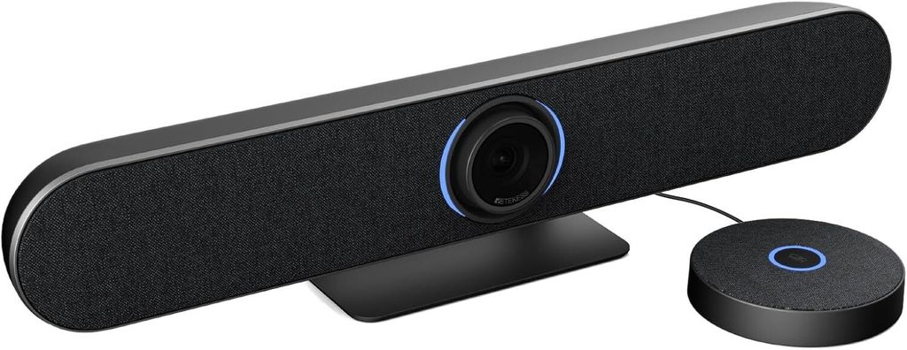 Retekess TC201 Videokonferenz Webcam, 4K Video Konferenz Kamera, 360° Konferenzlautsprecher, Automatisches Portrait-Tracking, 3 Verbindungsarten