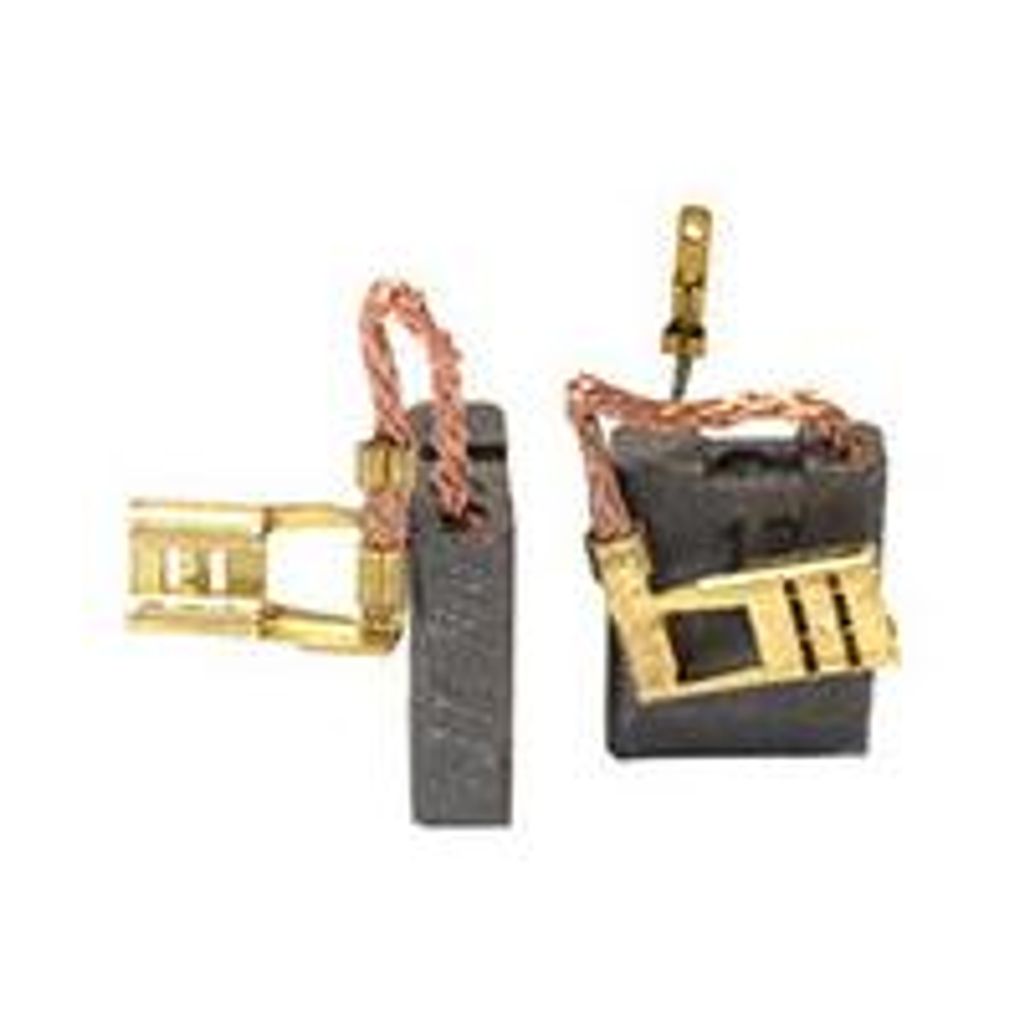 Set aus 2 anpassbaren Kohlen für De Walt. Abmessungen: 6,3 x 16 x 26 mm.