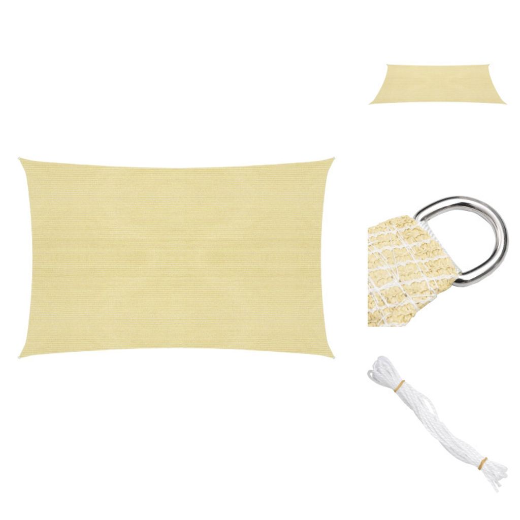 vidaXL Sonnensegel 160 g/m² Beige 2x2,5 m HDPE - Sonnenschirme & Sonnenschutze