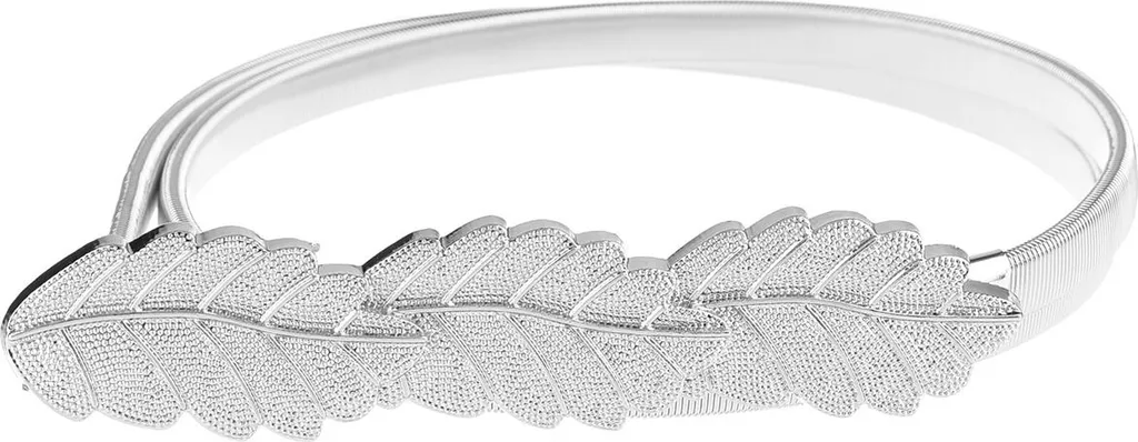 Cintura Vintage Foglie d'Argento: Molla Metallo Elastica Retro Chic