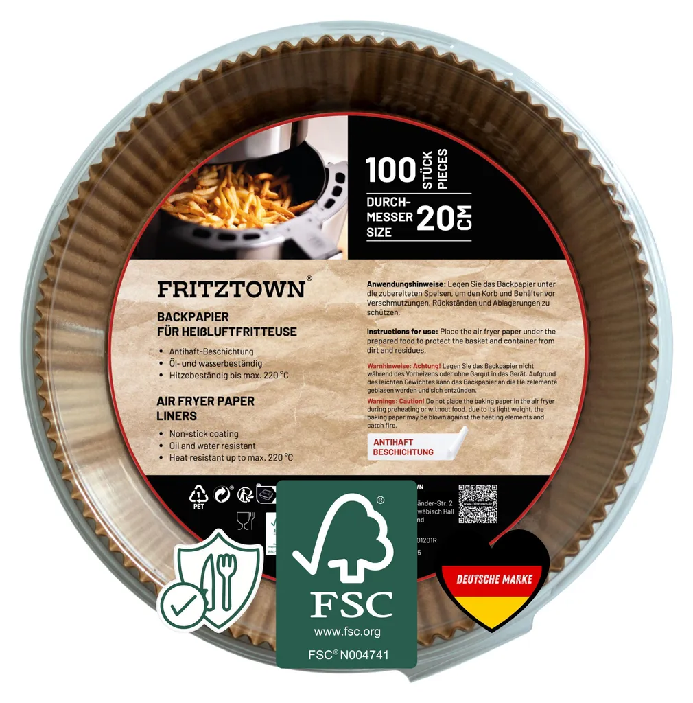 Papier de cuisson antiadhésif pour Airfryer - Lot de 100 pièces