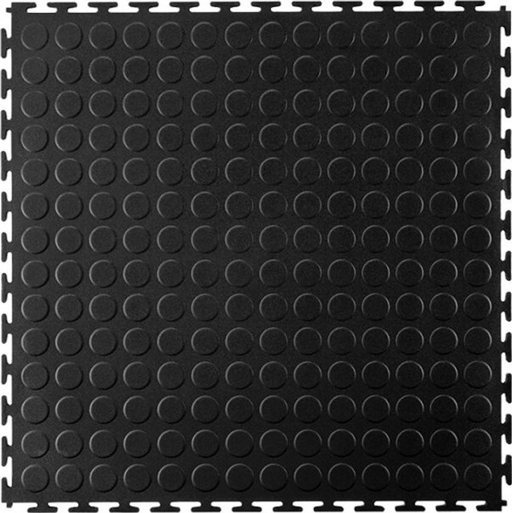 PVC-Boden für Garagen, Lagerhallen, Hallen, Fitnessstudios ECO - T LOCK - COIN - 498x498x6,5 mm Grau