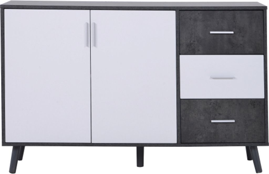 Kommode Sideboard Schrank Mehrzweckschrank Standschrank,Weiß+Grau