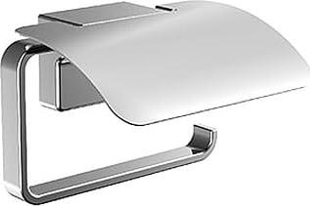 EMCO Cue Papierhalter mit Deckel, markant geformter Toilettenpapierhalter zur Wandmontage, hochwertiger Klorollenhalter aus Metall, chromfarben, Chrom