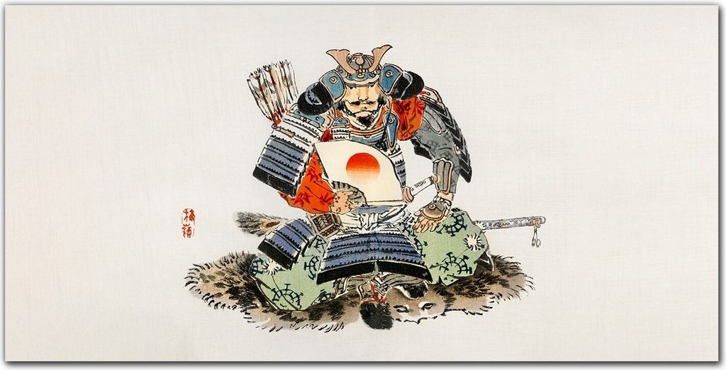 Coloray Bild aus Acryl 120 cm x 60 cm - Gehärtetes Acryl Acrylblock mit Bild Küche Wohnzimmer Wanddekoration Dekoration - Sprache Samurai