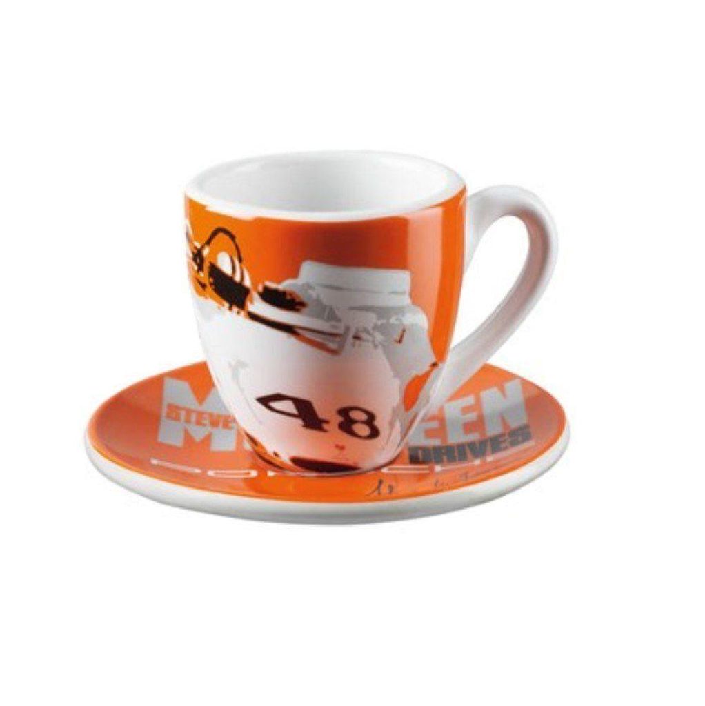 Porsche Espressotasse WAP05020E Porsche meldet neue Erfolge 52 Espressotasse mit Unterteller, aus hochwertigem Porzellan, Sammeltasse, Tasse, Espresso