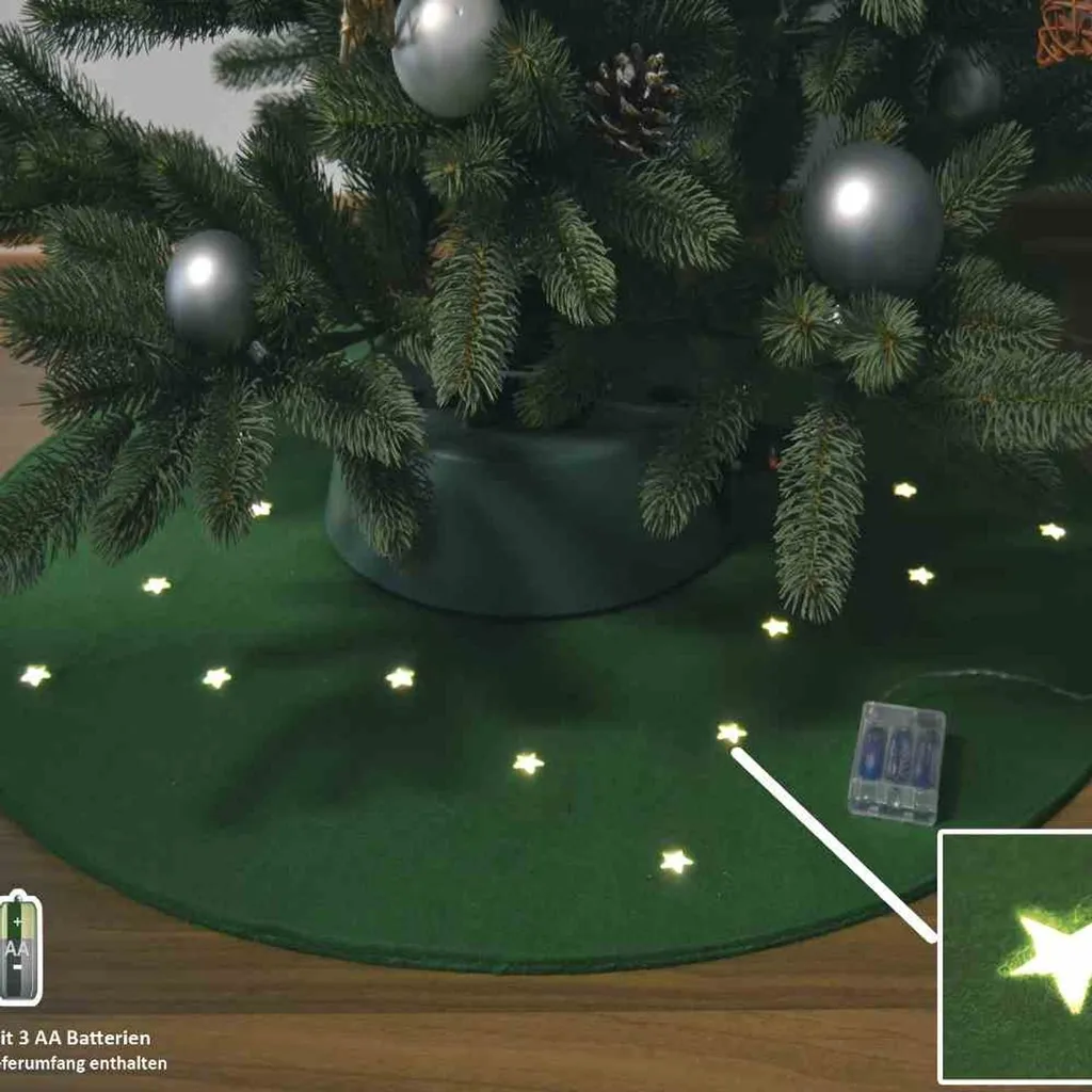 F-H-S International Tapis de sapin de Noël avec LED et Étoile Vert