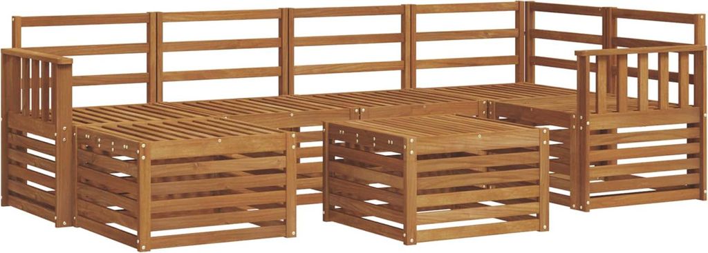 vidaXL Ecksofa Set 7 pcs Natur Massivholz Akazie