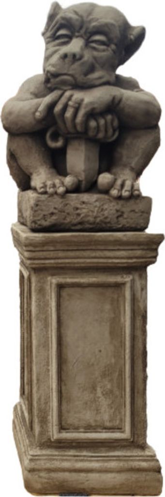 Schöner Gargoyle auf Säule als Set perfekt für die Einfahrt den Vorgarten oder das Tor ist Frostfest Witterungsbeständig und Neu 90cm H, V-1377...