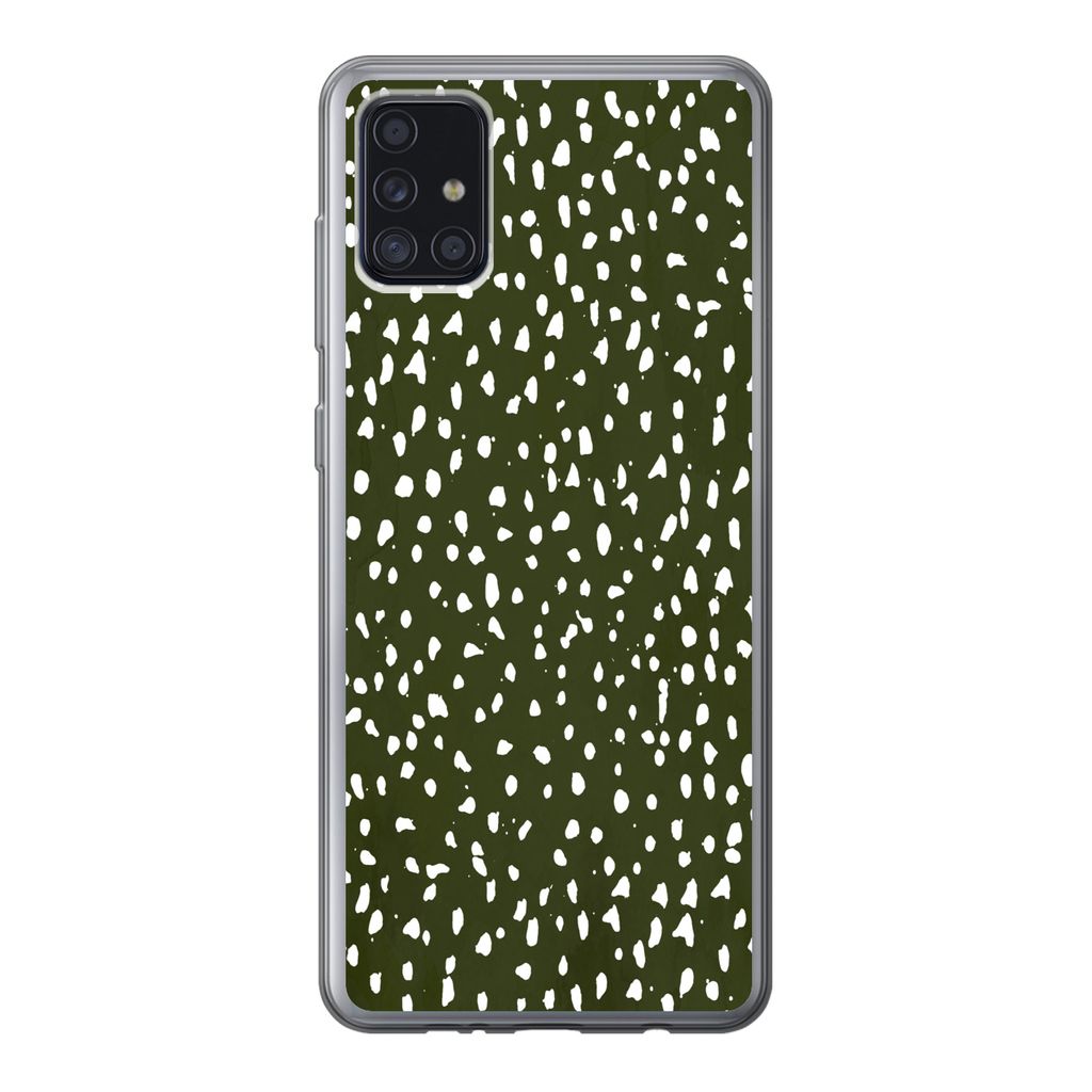 MuchoWow Handyhülle Schutzhülle Hülle für Samsung Galaxy A52 5G Polka dots - Weiß - Schwarz Silikon Softcase Handy Hülle - Umschlag