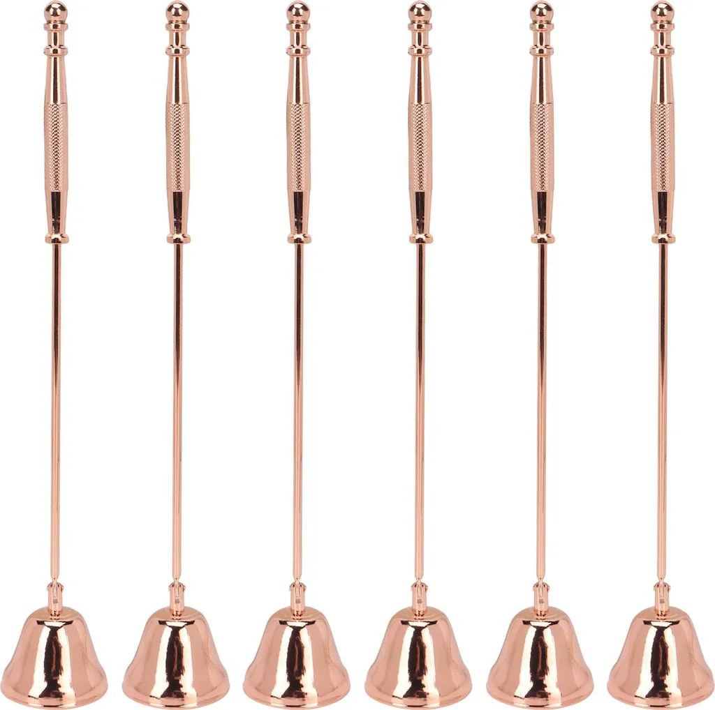 Lot de 6 éteignoirs à bougies or rose avec poignée ergonomique longue