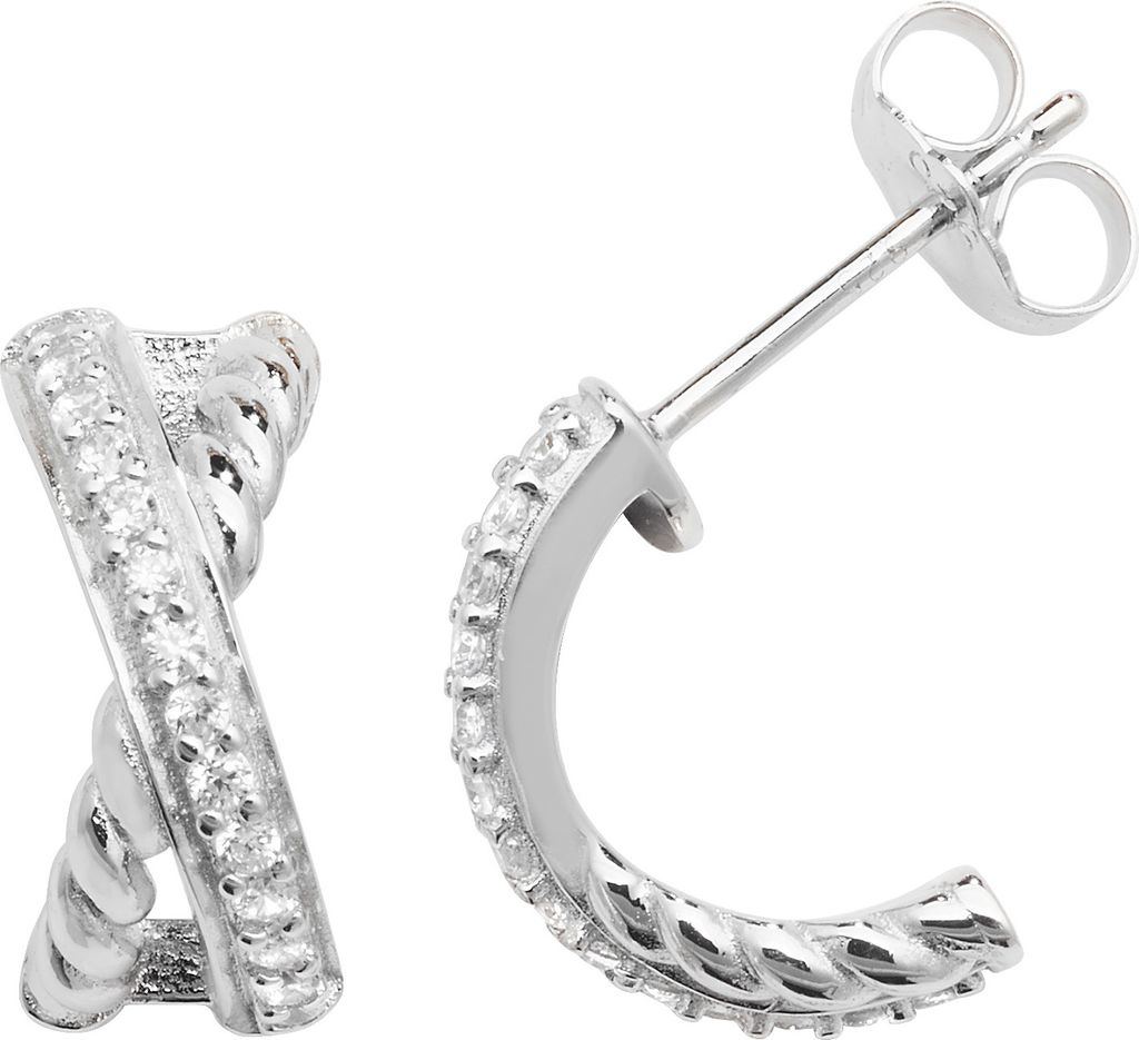 Wunderschöne 925 Sterling Silber Damen - Paar Ohrstecker mit Zirkonia - 14mm*6mm; TRS22791
