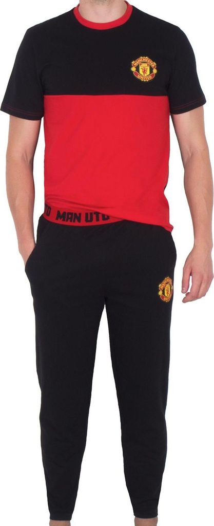 Manchester United FC - Schlafanzug mit langer Hose für Herren GF1034 (M) (Schwarz)